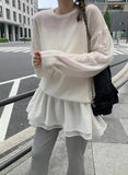 Yeknu  Knitted Autumn Pullover Sweater Women Dog Embroidery Striped Print Modis Sweet Ladies Cardigans Korean Style Woman Sweater Tops