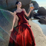 Women Elegant Graduation Birthday Evening Party Dress Ruffles Spaghetti Strap Mermaid Dresses Wedding Formal Slim Fit Prom