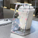 Yeknu  Clear Phone Case For iPhone 16e Case iPhone 13 15 11 14 12 16 17 Pro Max 8 7 Plus XR XS SE Cartoon Pattern Shockproof Soft Cover