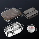 Yeknu  1200ml Portable Stainless Steel 304 Thermal Lunch Box With Insulation Bag Leak-Proof Bento Box Adult Student Food Container