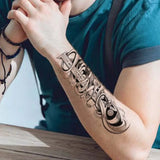 Yeknu  Long-lasting waterproof temporary tattoo stickers simulated non-reflective wrapped ruler pattern fake tattoos on boys' arms