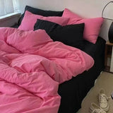 Yeknu Nordic Princess Pink Bedding Set Girls Adults Twin Full Queen Size Bed Flat Sheet Duvet Cover Pillowcases Solid Color Bed Linen