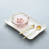Yeknu  Ice powder bowl creative Japanese bird's nest dessert sugar water white fungus soup tray Phnom Penh cherry blossom glass bowl1Pc