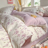 Yeknu  Ultra-Soft Wrinkle Gauze Washed Cotton Bedding Set: Ins Printed Duvet Cover, Sheets | 3/4 Pcs for Dorm & Home