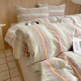 Yeknu  Nordic sling Cotton Pink Stripes Duvet Cover 150x200 Size Girl's Room housse Skin friendly Breathable Comforter Sets