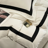 Yeknu  Luxury Hotel Bedding Sets Thick Brushed Bed Sheets White Duvet Cover Set Pillowcase Four Piece Fully Enclosed for Home Gift