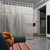Yeknu  Hand-woven Macrame Cotton Door Curtain Tapestry Wall Hanging Art Tapestry Boho Decoration Bohemia Wedding Backdrop Tapestry