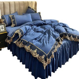 Yeknu  Lace edge bed skirt bed cover matte four piece set, 1.5m 1.8m European style thickened version