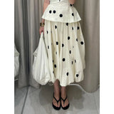 Yeknu  Casual Polka Dot Print 2 Piece Set Women Sleeveless V-neck Top And Bubble Skirt Outfit New Summer Daily Vest Skirts Suits
