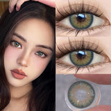 Yeknu  2PCS Color Contact Lenses with Myopia diopter Beauty Soft Lens Green Pupil for Natural Effect Eye Brown Free Shipping