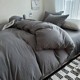 Yeknu  Bed Linen Solid Cotton Bedding Set with Sheet Duvet Cover Pillowcases Single Couple Bedsheet King Queen Double Twin Size