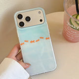 Yeknu  Goldfish Koi Fish Blue Gradient Phone Case For iPhone 14 15 16 17 ProMax 13 17air Luxury Shockproof Tpu Cover Artistic Decor