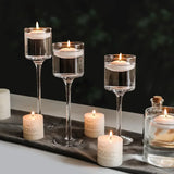 Yeknu  Glass Candlestick European Romantic Candlelight Dinner High Foot Wedding Birthday Restaurant Water Floating Candle Cup