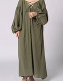 Yeknu  Spring Long Cotton Dress Women Backless Korean Ladies Dresses Loose Pleated Long Sleeve Woman Dress
