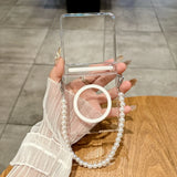 Yeknu  for Magsafe Wrist Chain Transparent Case for Samsung Galaxy Z Flip 7 6 5 4 3 ZFlip Bracelet Hard PC Shockproof Ins Korean Cover