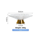 Yeknu  Light luxury high-legged glass fruit plate, brass base fruit plate, storage ornaments, ice pattern tableware storage 1PC