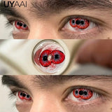 Yeknu  1Pair Cosplay Contact Lenses Red Contacts Halloween Color Contact Lens Crazy Red Eye Lenses Anime Red Make Up Lenses