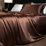 Yeknu  Luxury Mulberry Silk Duvet Cover Set High End Satin Solid Color Quilt Cover and Pillowcases Soft Silky King Size Comforter Cover