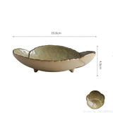 Yeknu  Japanese Creative Ceramic Plum Blossom Tripodia Tableware, Home Kitchen Restaurant Supplies, Steak Salad Fruit Dinner Plate, 1Pc