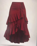 Yeknu  Summer Elegant High Waisted Ruffle Pleated Midi Skirt Women Wrap Casual Summer Beach Ladies Skirts Tiered Side Tie