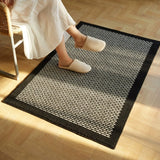 Yeknu  Long Tufting Loop Weave Bedroom Rug Black White Carpet Doormat Bedside Mat Floor Non Slip Foot Tidy Pad Aesthetic Home Decor