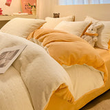 Yeknu  Towel Embroidery Washed Cotton Bedding Sets Ultra Soft Skin-Friendly Cotton Bed Sheet Set Cartoon Bedclothes for King Queen Size