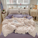Yeknu 2025 New Bedding Set INS Princess Soft Bed Flat Sheet Set Twin Queen Double Size Cotton Lace Duvet Cover Pillowcase Bed Linen