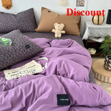Yeknu  Mixed and matched small floral fiber washed cotton solid color four-piece quilt cover girl heart 1.5m 1.8 sheets