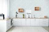 Yeknu  Tropical Maison Floral Leaf Tail Wallpaper in Light sky blue, Scandinavian design, removable non-woven Wallpaper