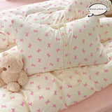 Yeknu  3pcs pink Bow Duvet cover set (1*Duvet Cover + 2*Pillowcase, Without Core), cute Bedding Set, Soft Comfortable