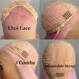 Yeknu  Light Pink Long Silky Straight Synthetic Wig Free Part Colored 13X4 Lace Front Heat Resistant Fiber Wigs for Women Party Cosplay