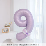 Yeknu  40-Inch Number Balloons for Birthday Photoaphy Props Boys Girls One Year Old Creme Purple Decorative Scene Arrangement