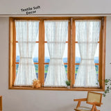 Yeknu  No-Punching Light-Permeable Privacy Curtain White Lace Magic Tape Noise-Reduction Partition Door Curtain for Bay Window