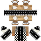 Yeknu  Racing Car Party Decoration Table Runner Black White Checkered Linen Table Cover Kids Birthday Racing Car Party Decors Supplies