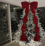 Yeknu  50x180cm Super Large Wine Red Velvet Christmas Bow Xmas Tree Bowknot Pendant Ornaments DIY Wedding New Year Party Decor Gifts
