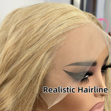 Yeknu  Highlight Wig Long Blonde Wavy Synthetic Hair Free Part 613 Mixed Colored Natural Wave Deep Curly 13X4 Lace Front Wigs for Women