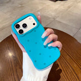 Yeknu  Fashion Wave Point Matte Candy Color Slim Case for iPhone 16 17 Pro Max Polka Dot Soft Silicone Shockproof Ultra Thin Cover
