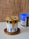 Yeknu  Blue Striped High Borosilie Glass Cup Summer High Aesthetic Value Ice American Cold Brew Juice Cup Latte Glass Cup
