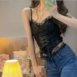 Yeknu  Clothes Blouses Sexy Crop Tops Women Corset Lace Bandage T-shirt Camisole Woman Sling Tank Top Fashion Sleeveless Waistcoat