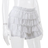 Yeknu  Cryptographic Fashion Y2K Ruffle Tiered Mini Skirts Co-ord Sets Elegant Outfits Tie Front Tops and Skirt 2 Piece Matching Sets