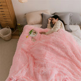 Yeknu Double Side Fluffy Blanket Soft Bedspread Shawl Plush Blankets Portable Sofa Warm Bedding Throw Blanket Bedroom Decor Bed Cover