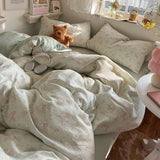 Yeknu  new class A simple high-end three-layer yarn bedding four-piece set, bed sheet quilt cover, dormitory three-piece set