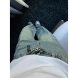 Yeknu  Glitter Rhinestone Baggy Jeans Women Summer Vintage Wash High Waist Straight Wide Leg Pants Nightclub Festival Y2k Clothes
