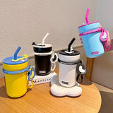 Yeknu  580ml Fashion Stainless Steel 316 Coffee Mug With Straw Large Capacity Leak-Proof  Vacuum Flask Cold Drink Bottle Travel Tumbler