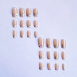 Yeknu  24pcs French Spring and Summer Flowers Press on Nail Square Artificial Fake Nails Seamless Removable False Nail