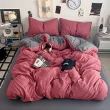 Yeknu  new class A can sleep naked washed cotton solid color sheets student dormitory simple double-spell four-piece bedding