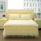 Yeknu  1 Piece Lace Bed Skirt +2pieces Pillowcases bedding set Princess Bedding Bedspreads sheet Bed For Girl bed Cover King/Queen size
