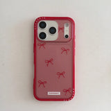 Yeknu  Creative ins Christmas and New Year's red bow love is suitable for Apple 16promax mobile phone case, new iPhone17pro