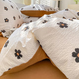 Yeknu  Korean Style Seersucker  Washed cotton Bedding Set  Girls Twin Queen Size Duvet Cover   Bed Linens Kids Fashion