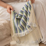 Yeknu  Rainbow Color 3D Striped Cotton Towel Super Soft Combed Cotton Towel Fresh Skin-friendly Face Towel Sbsorbent Bath Towels